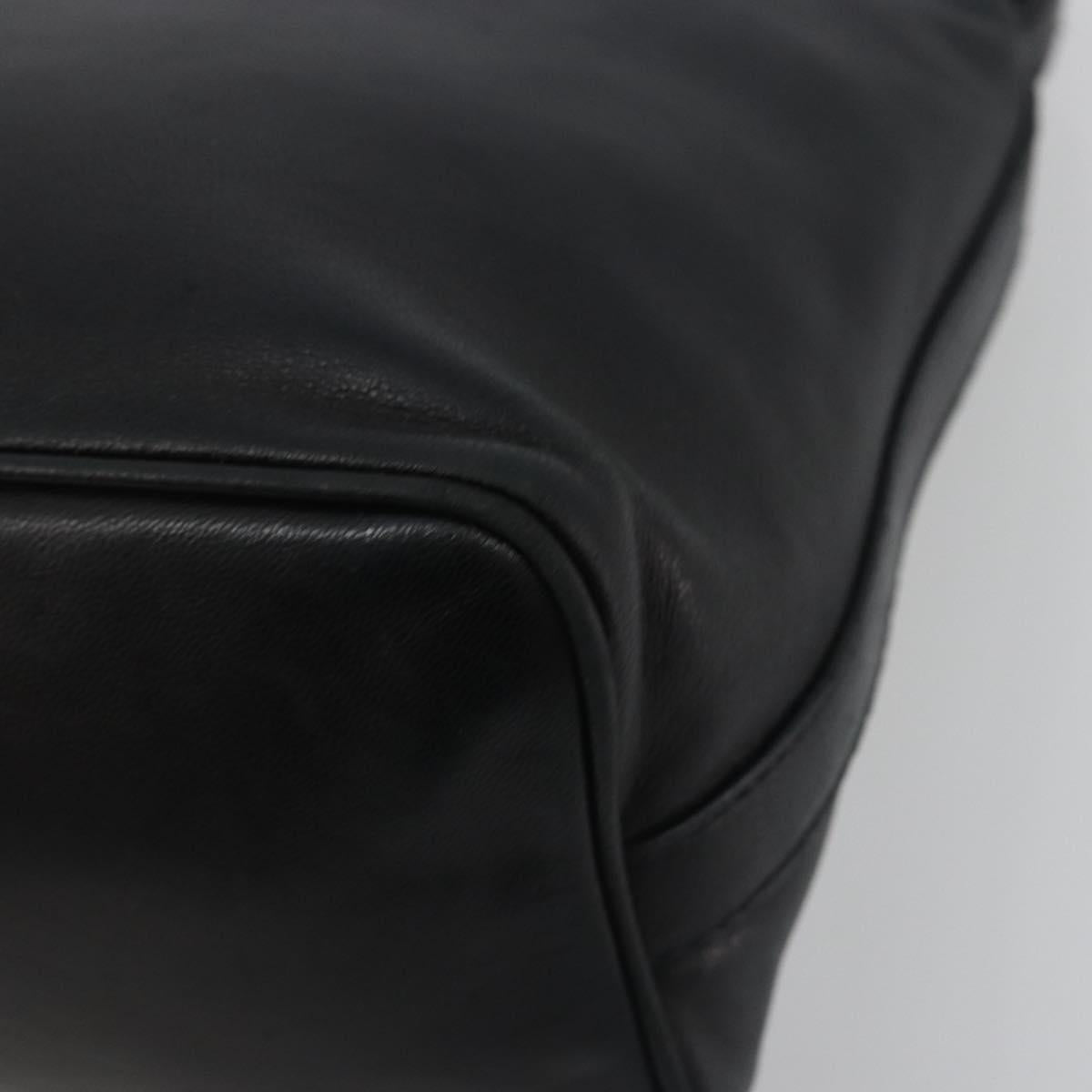 PRADA Hand Bag Leather Black Silver Auth 197326V