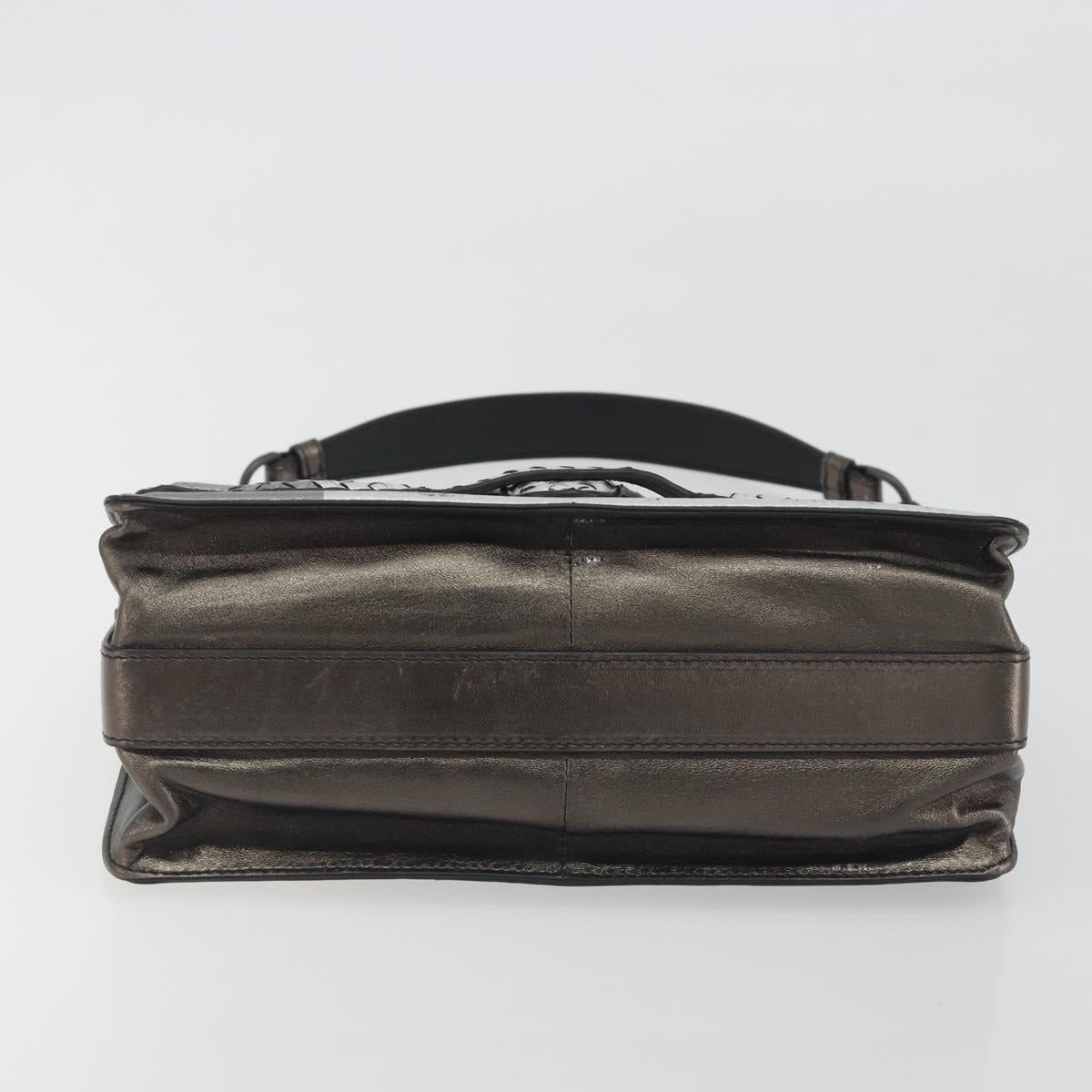 BOTTEGA VENETA Rialto Chain Shoulder Bag Leather Silver Auth 197328V