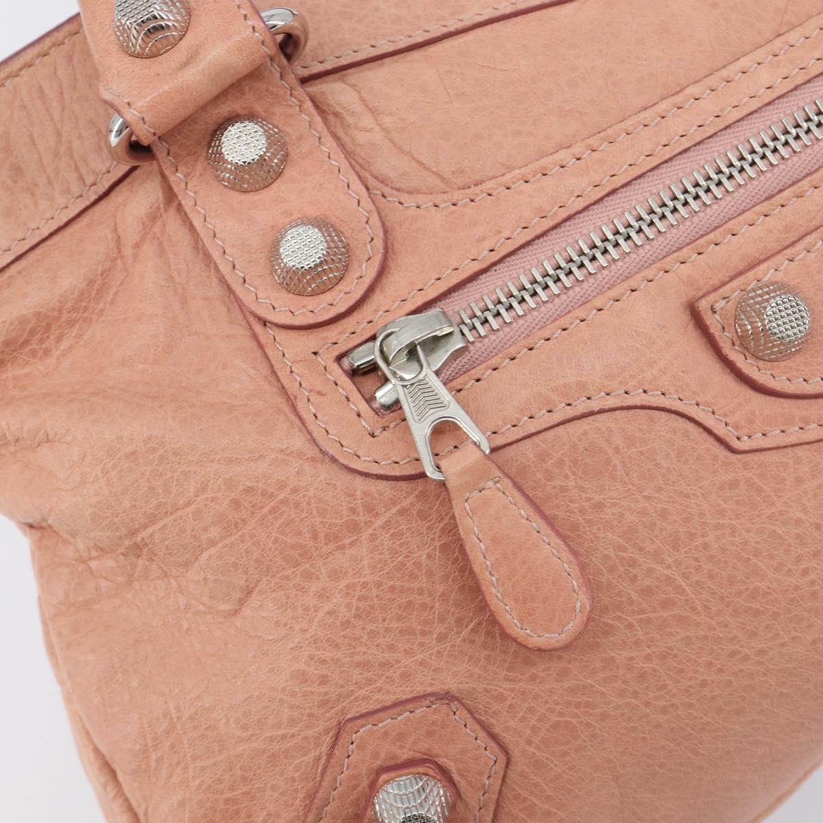 BALENCIAGA Giant The First Hand Bag Leather 2way Pink Silver 240577 Auth 197329V