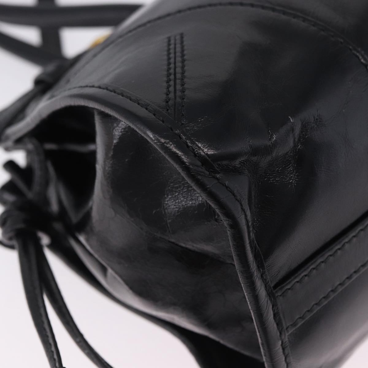 PRADA Bonnie Hand Bag Leather 2way Black Gold Auth 197332SAM