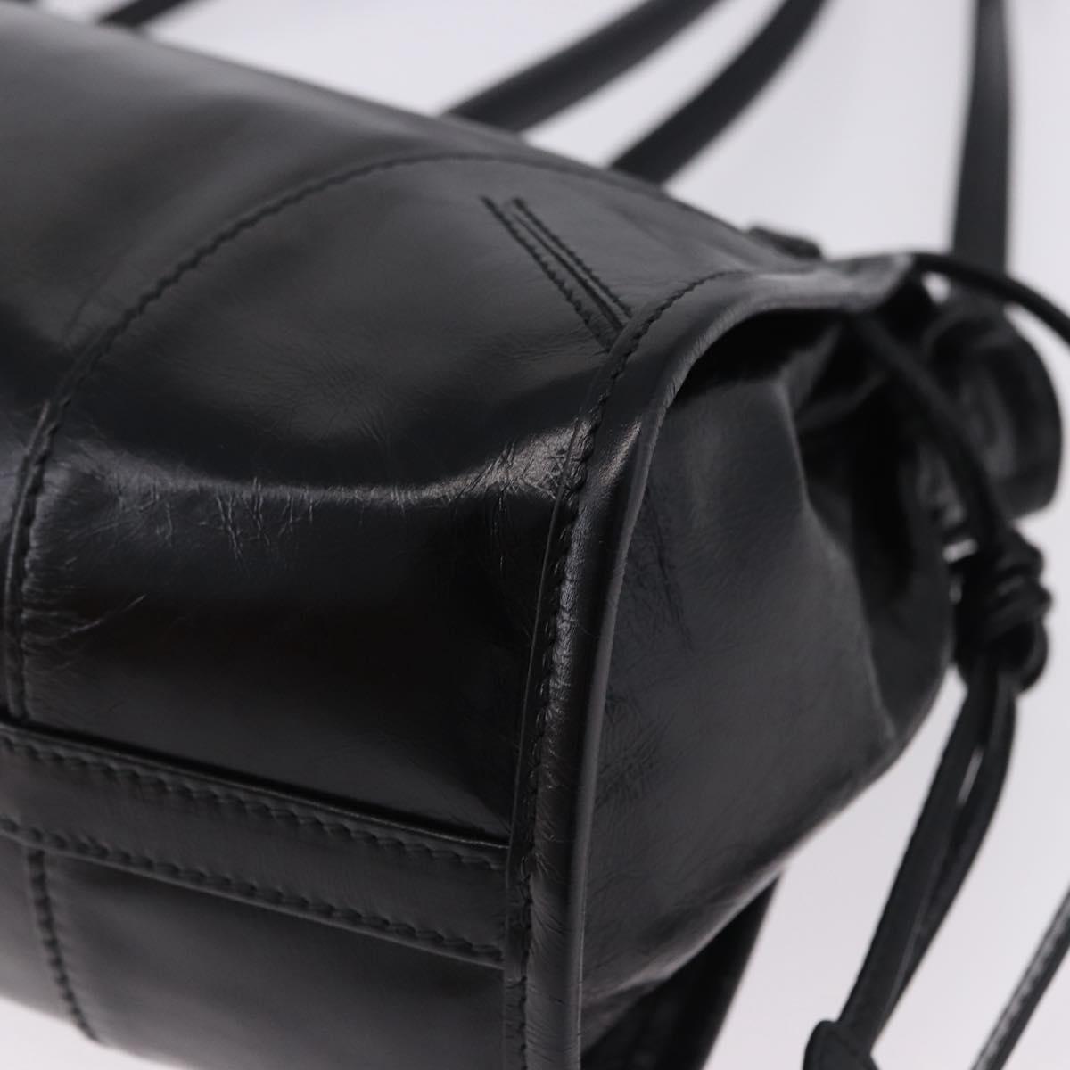 PRADA Bonnie Hand Bag Leather 2way Black Gold Auth 197332SAM