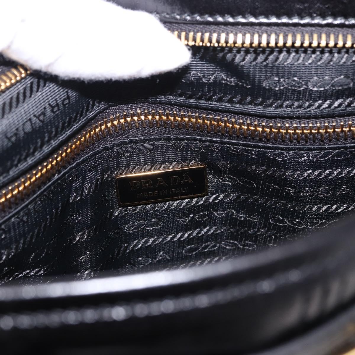 PRADA Bonnie Hand Bag Leather 2way Black Gold Auth 197332SAM