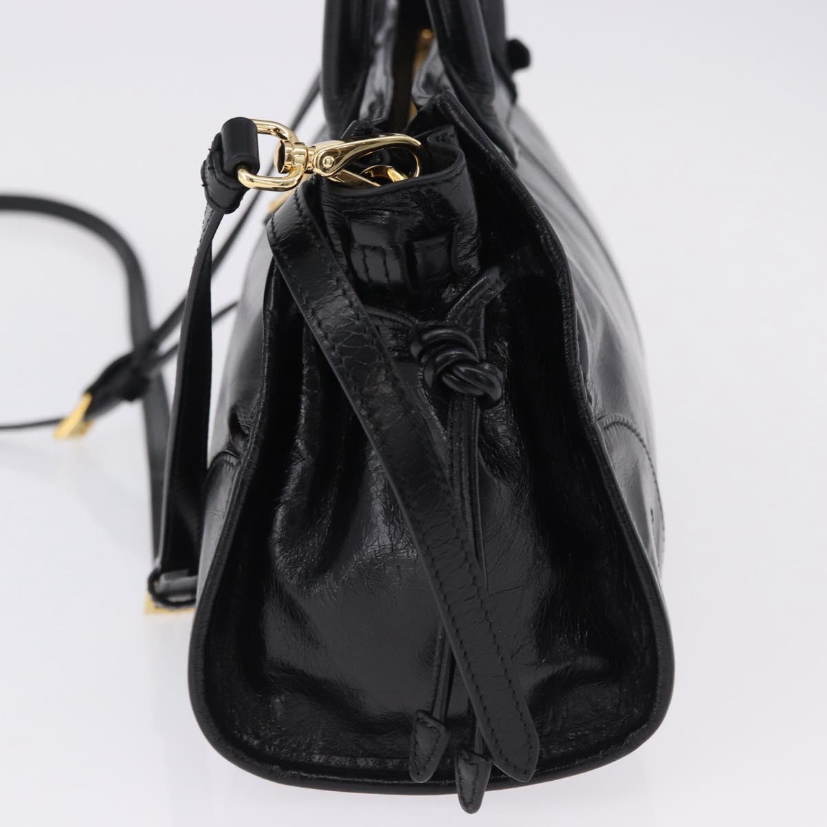 PRADA Bonnie Hand Bag Leather 2way Black Gold Auth 197332SAM