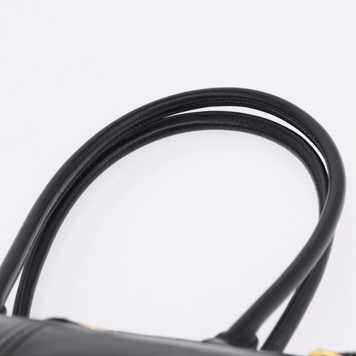PRADA Bonnie Hand Bag Leather 2way Black Gold Auth 197332SAM