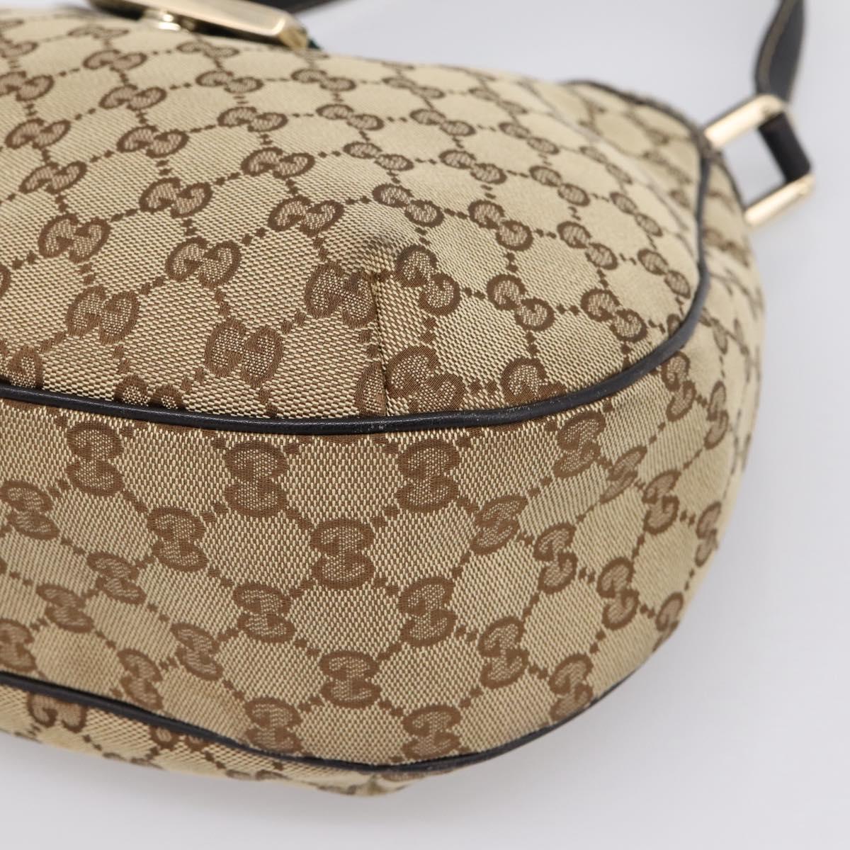GUCCI GG Canvas Web Sherry Line Shoulder Bag Beige Gold 233608 Auth 197333V
