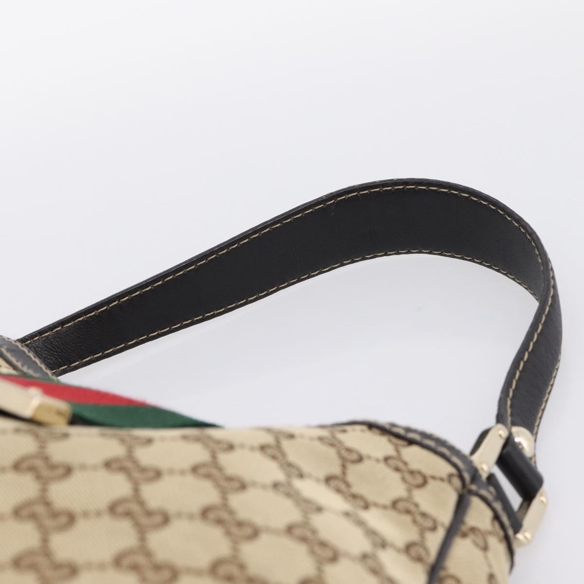GUCCI GG Canvas Web Sherry Line Shoulder Bag Beige Gold 233608 Auth 197333V
