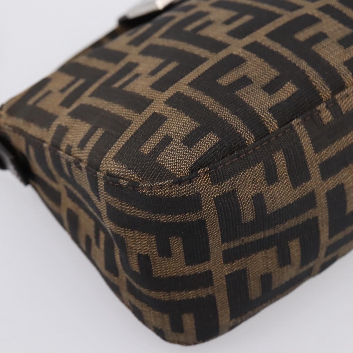 FENDI Zucca Canvas Mamma Baguette Shoulder Bag Brown Black Auth 197334V