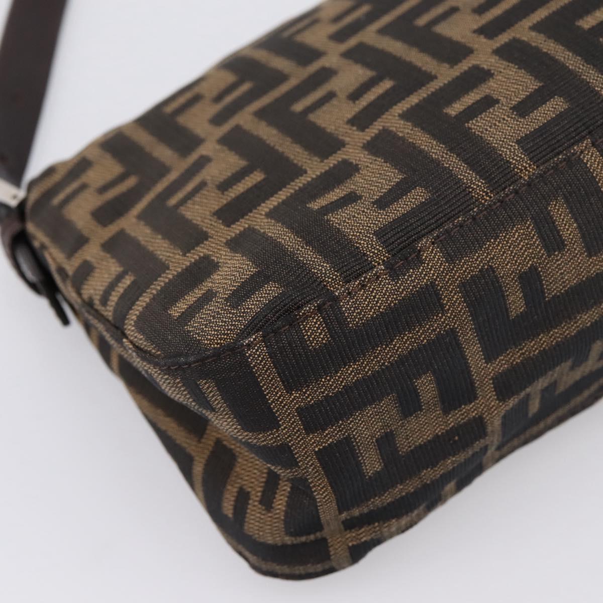 FENDI Zucca Canvas Mamma Baguette Shoulder Bag Brown Black Auth 197334V