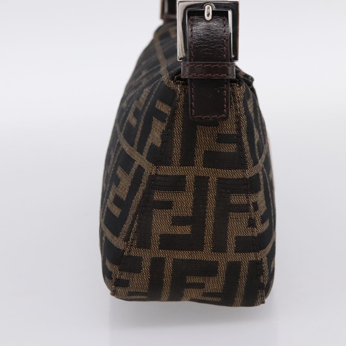 FENDI Zucca Canvas Mamma Baguette Shoulder Bag Brown Black Auth 197334V