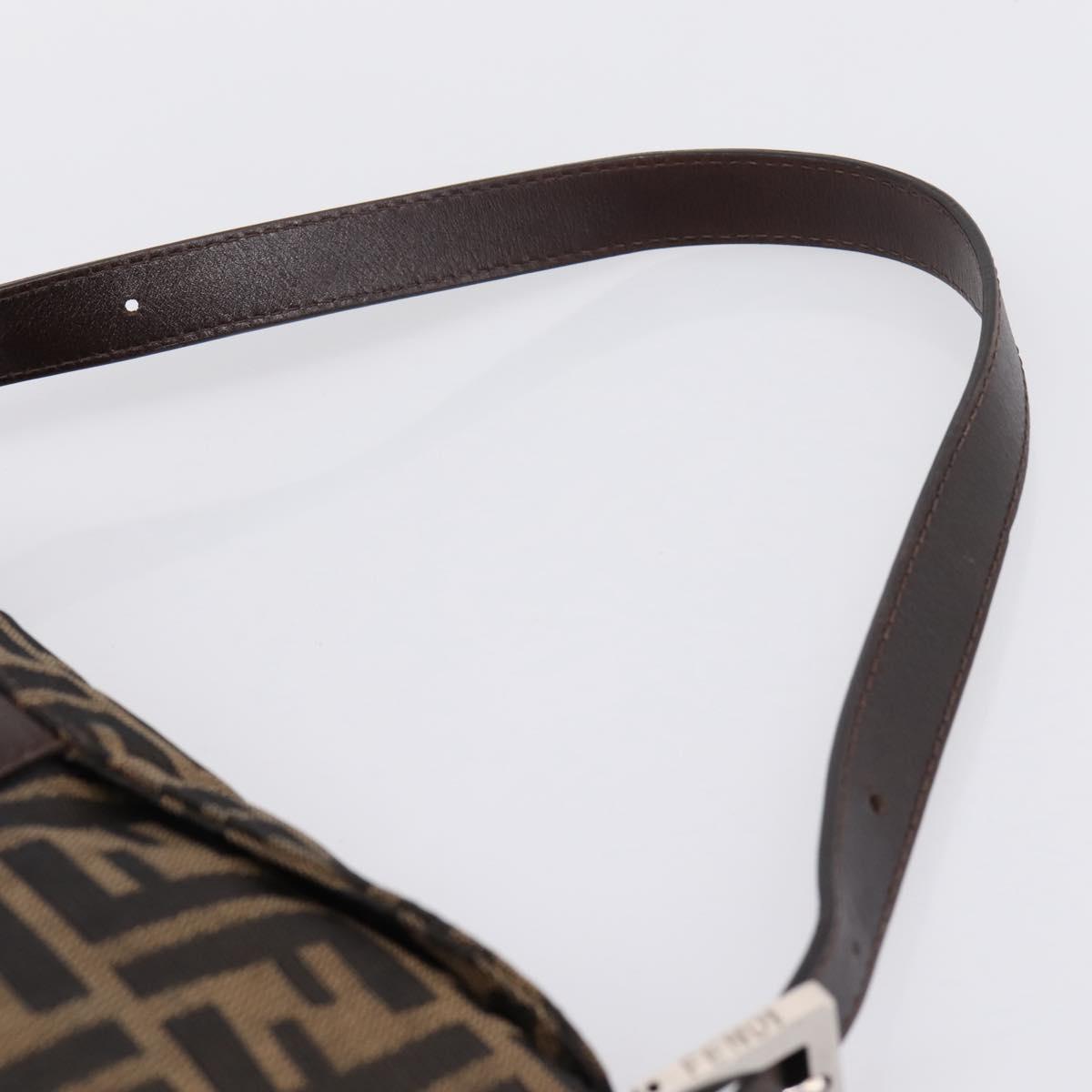 FENDI Zucca Canvas Mamma Baguette Shoulder Bag Brown Black Auth 197334V