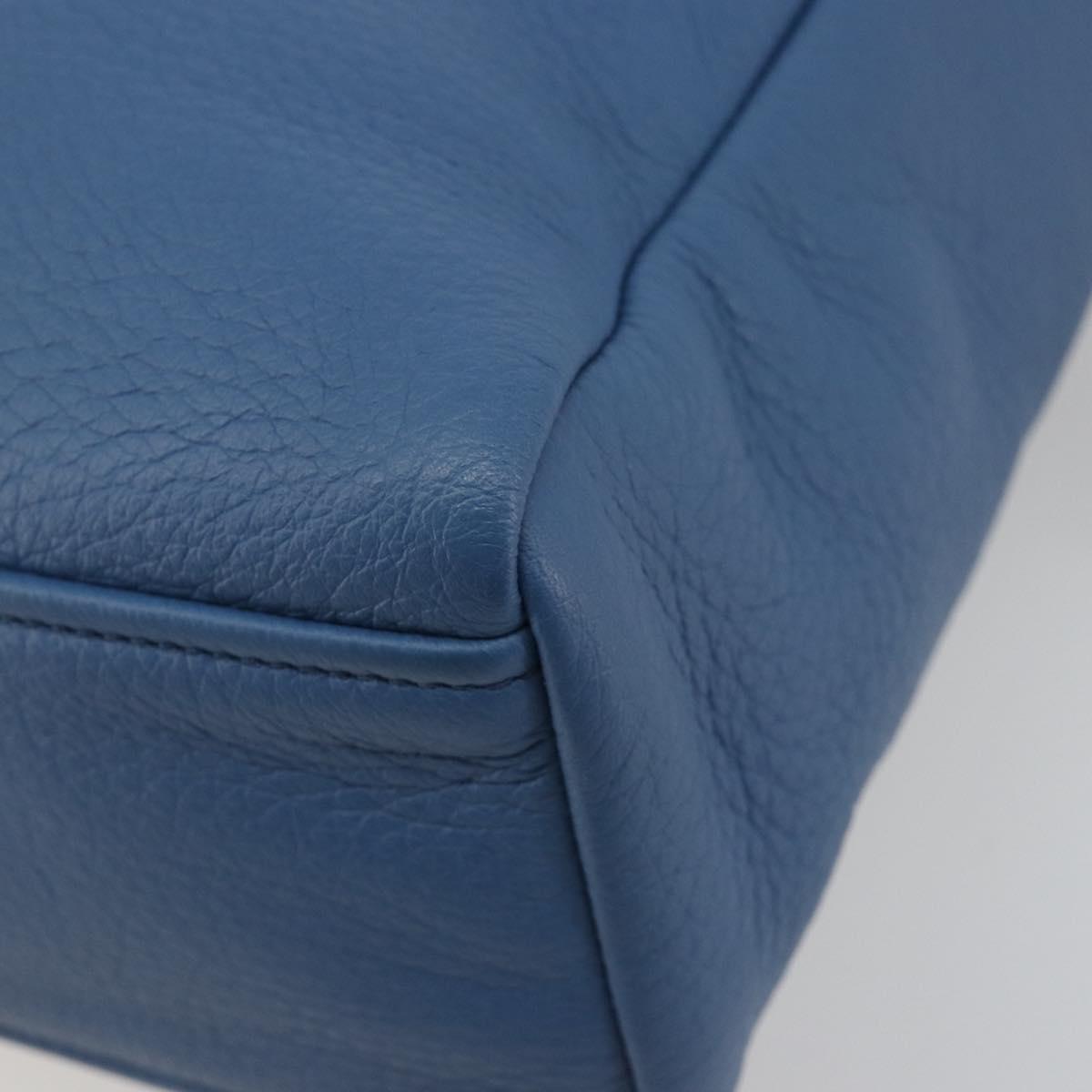 PRADA Hand Bag Leather Blue Gold Auth 197335V