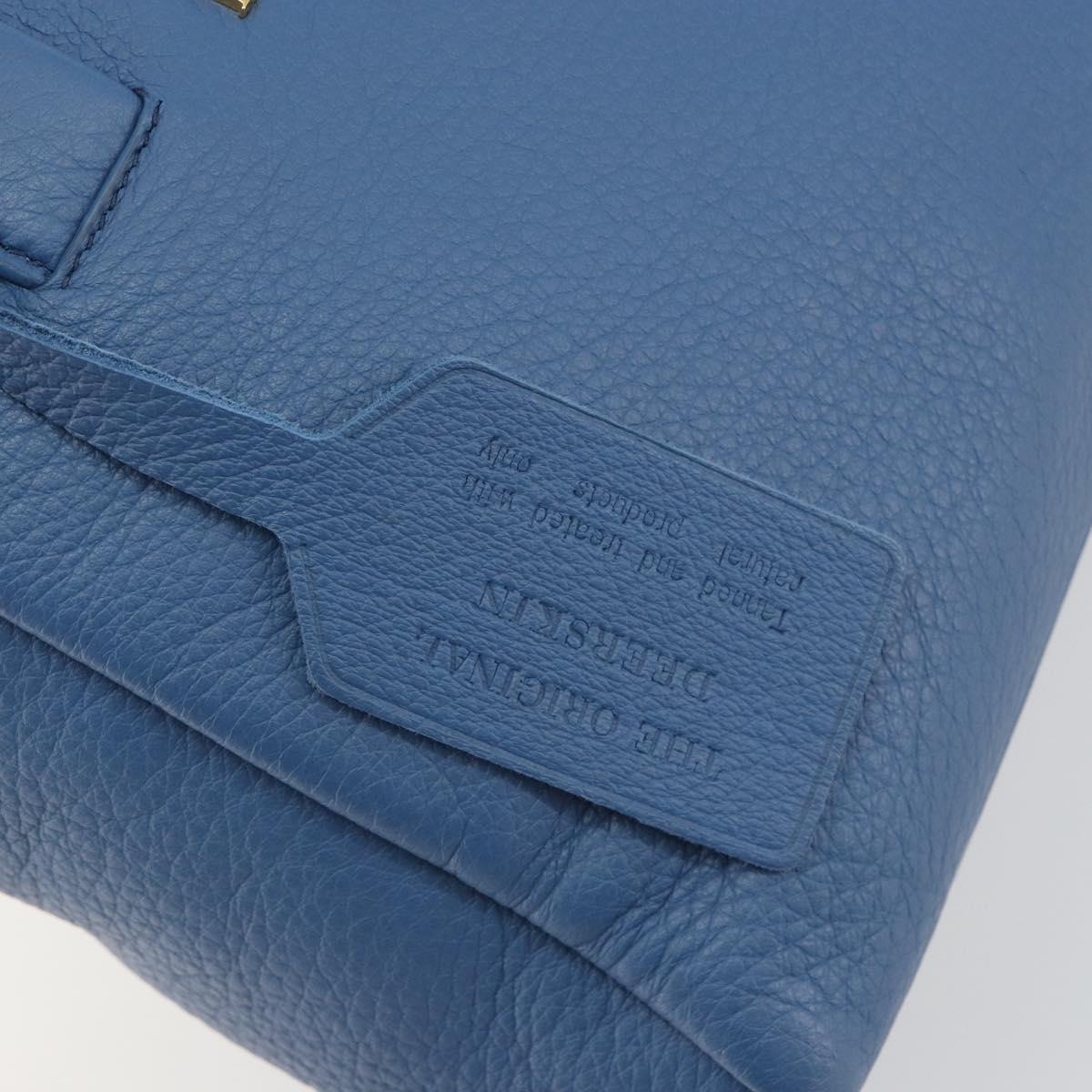 PRADA Hand Bag Leather Blue Gold Auth 197335V