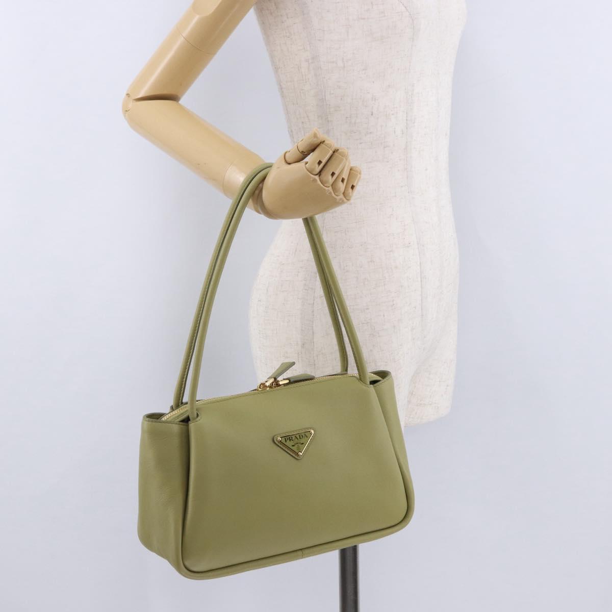 PRADA Darling Shoulder Bag Leather Green Gold Auth 197336SAM