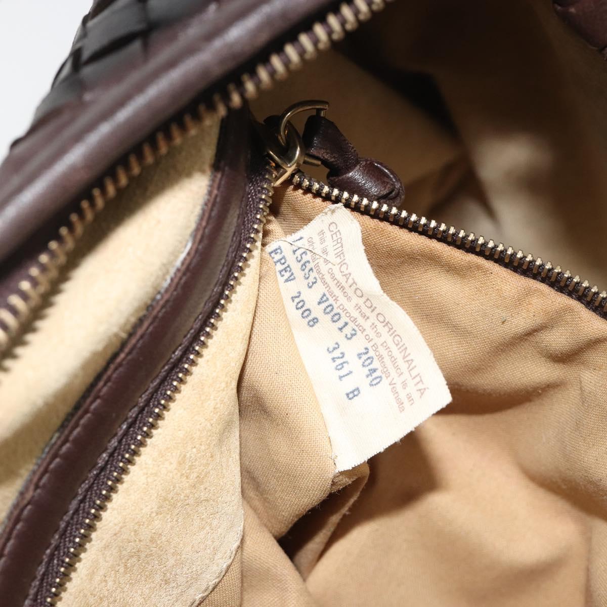 BOTTEGA VENETA INTRECCIATO Shoulder Bag Leather Brown 115653 Auth 197337V