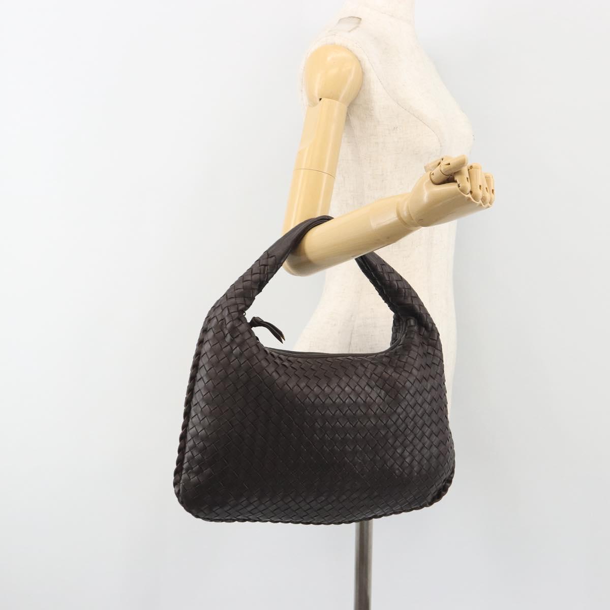 BOTTEGA VENETA INTRECCIATO Shoulder Bag Leather Brown 115653 Auth 197337V