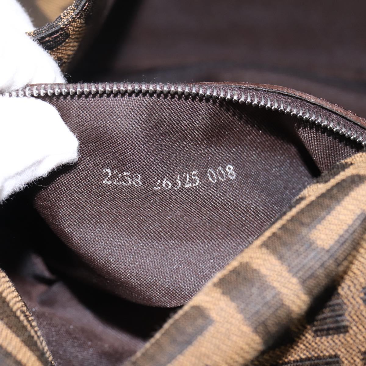 FENDI Zucca Canvas Mamma Baguette Shoulder Bag Brown Black Auth 197339V