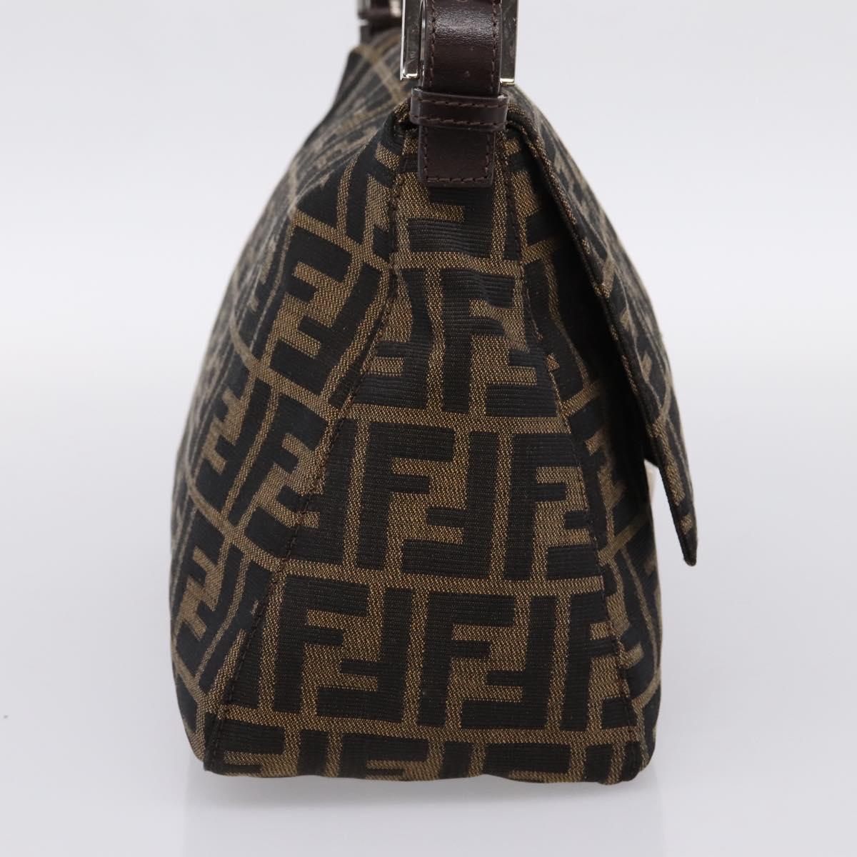 FENDI Zucca Canvas Mamma Baguette Shoulder Bag Brown Black Auth 197339V
