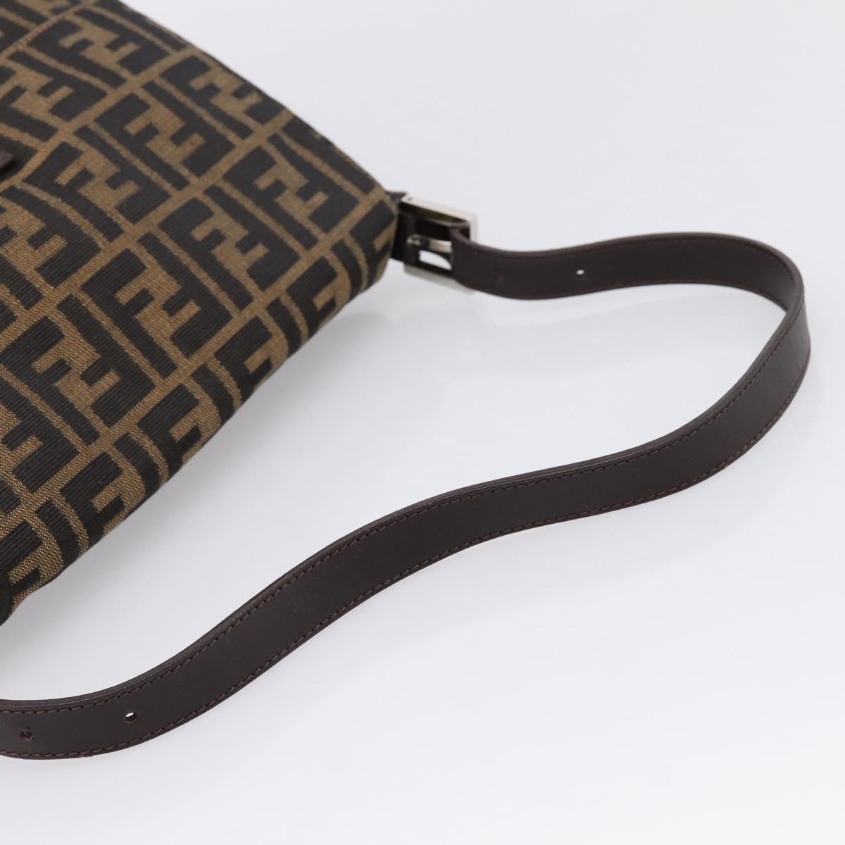 FENDI Zucca Canvas Mamma Baguette Shoulder Bag Brown Black Auth 197339V