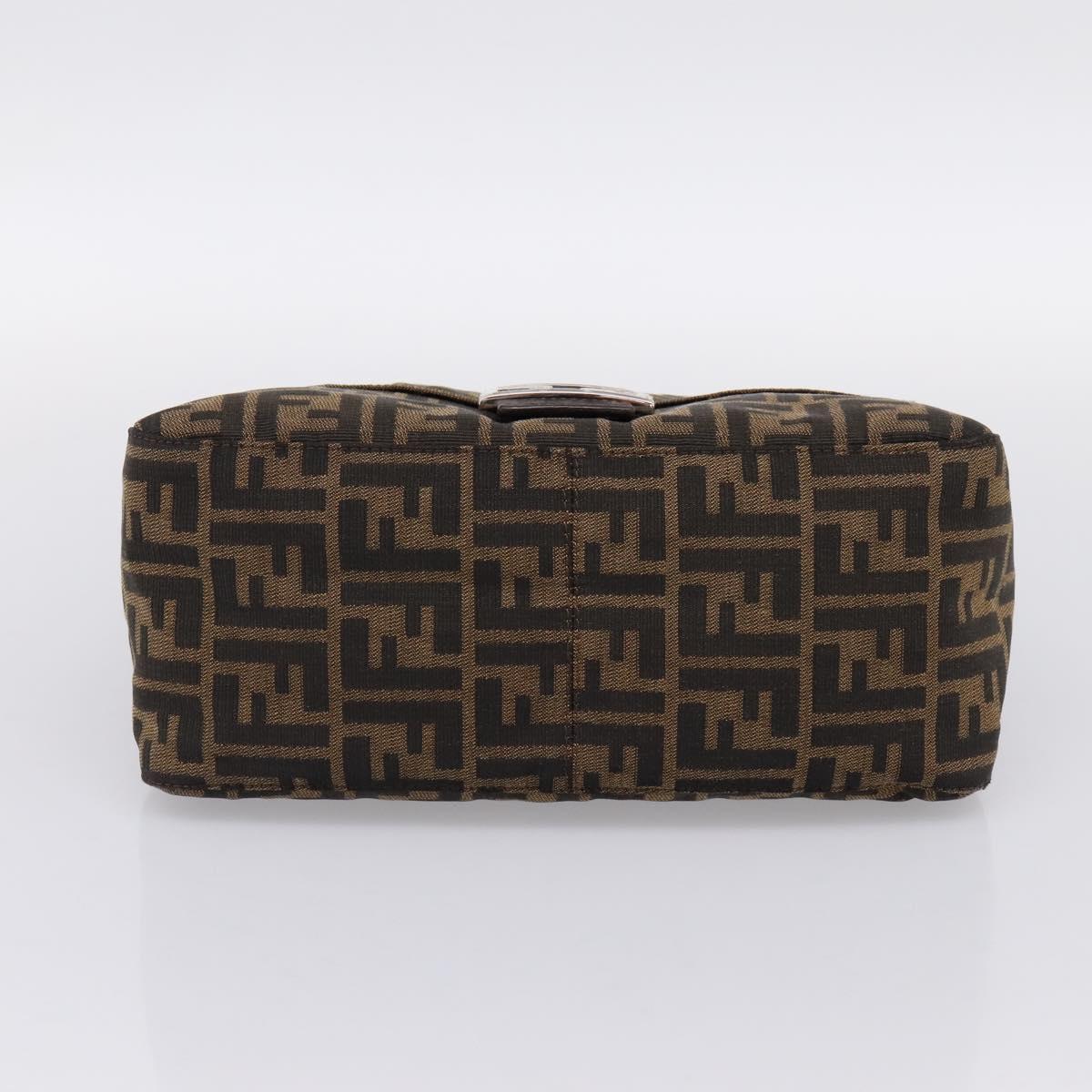 FENDI Zucca Canvas Mamma Baguette Shoulder Bag Brown Black Auth 197339V