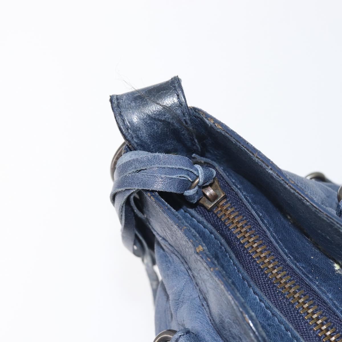 BALENCIAGA The First Hand Bag Leather 2way Blue 103208 Auth 197341V