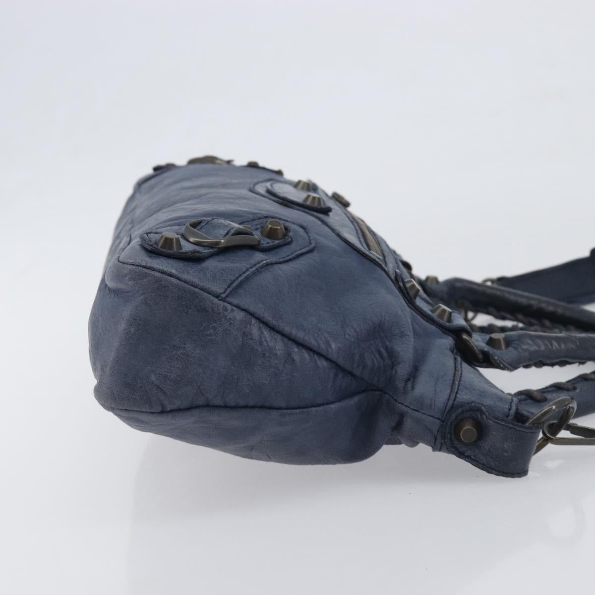 BALENCIAGA The First Hand Bag Leather 2way Blue 103208 Auth 197341V