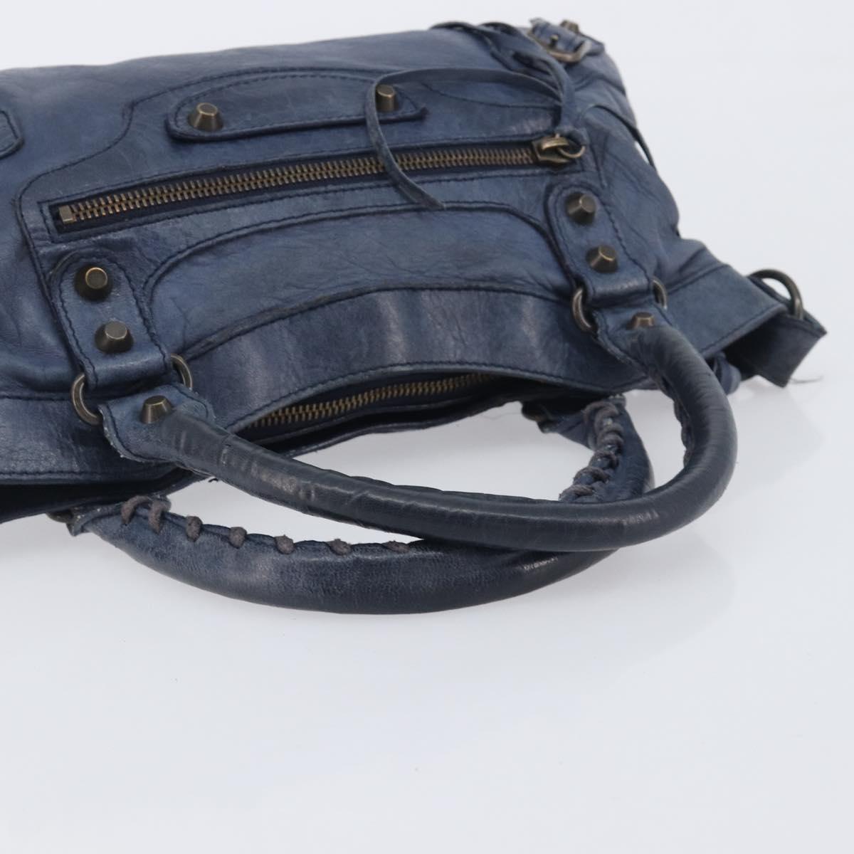 BALENCIAGA The First Hand Bag Leather 2way Blue 103208 Auth 197341V