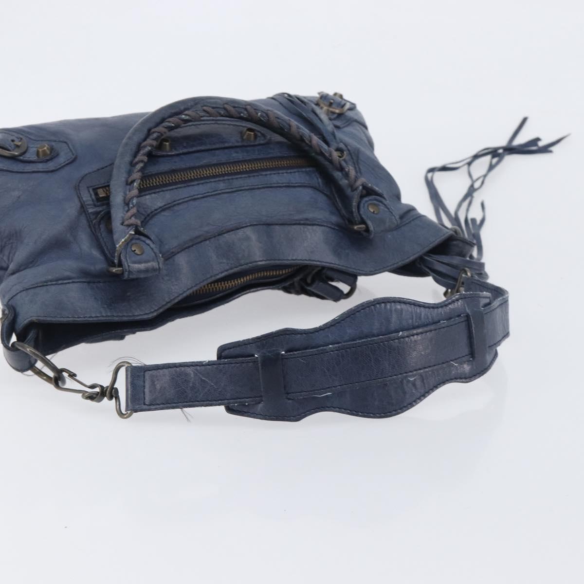 BALENCIAGA The First Hand Bag Leather 2way Blue 103208 Auth 197341V