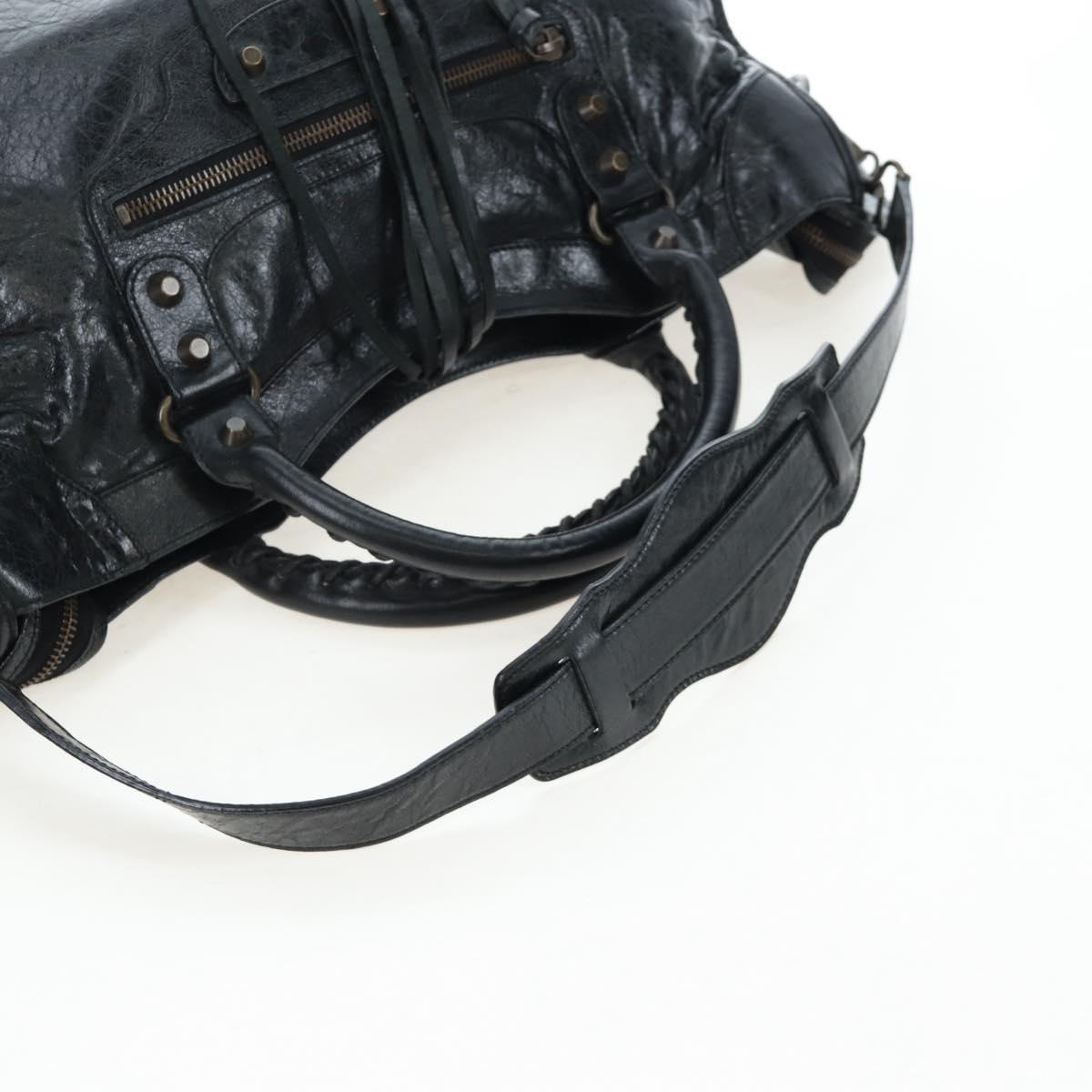 BALENCIAGA The City Hand Bag Leather 2way Black 115748 Auth 197343SAM