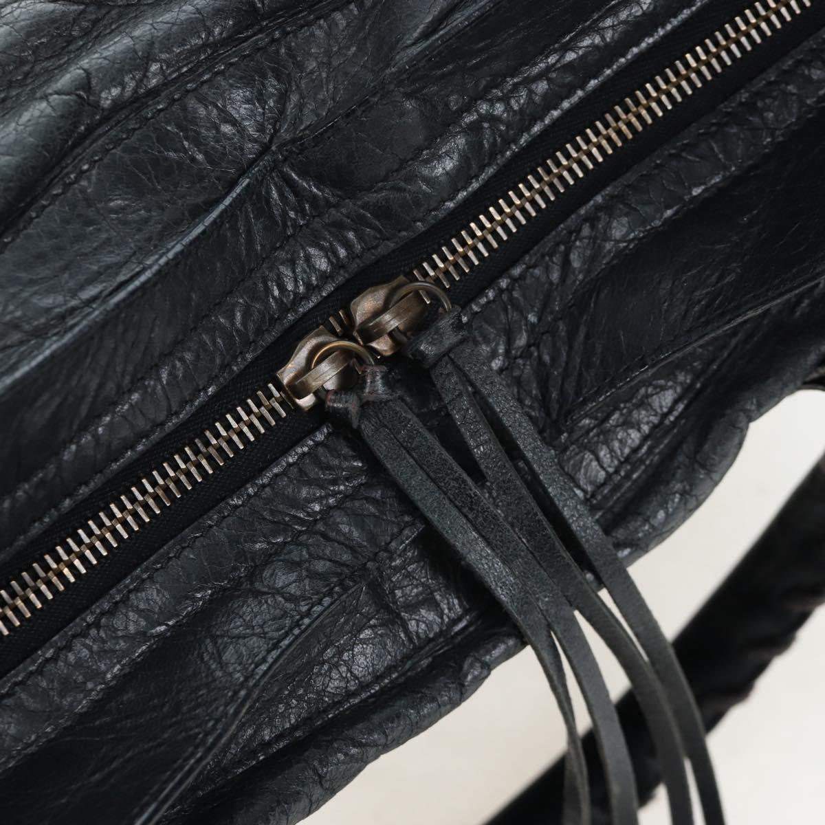 BALENCIAGA The City Hand Bag Leather 2way Black 115748 Auth 197344M