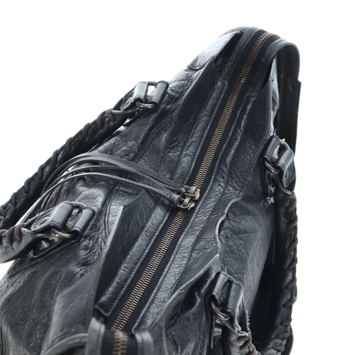 BALENCIAGA The City Hand Bag Leather 2way Black 115748 Auth 197344M