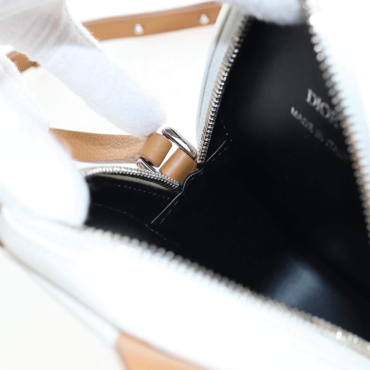 Christian Dior Shoulder Bag Leather Beige Silver Auth 197440SM