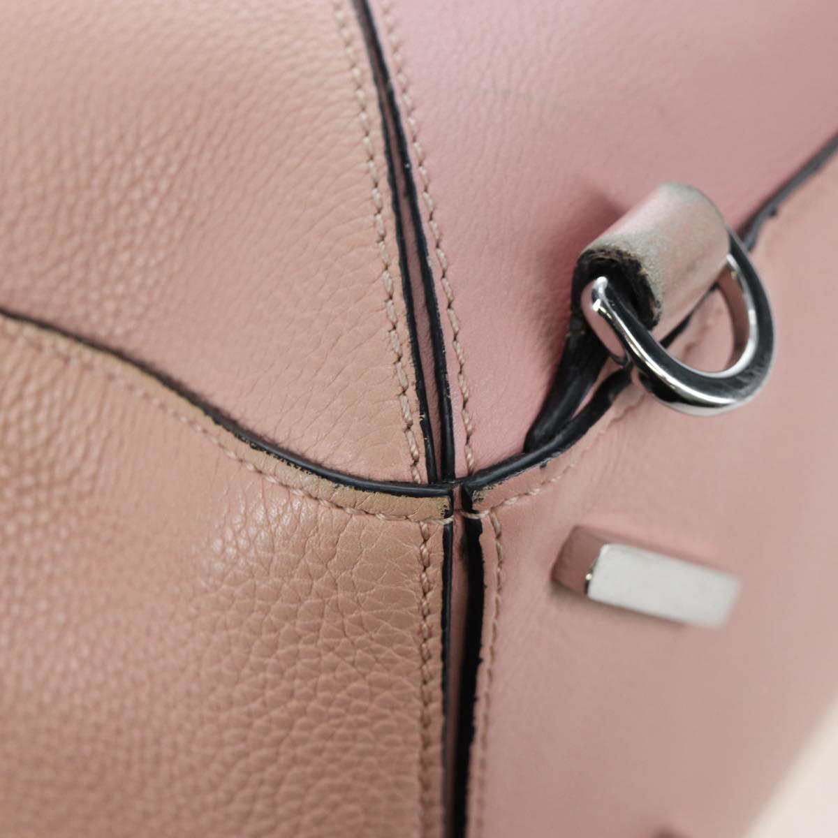 LOEWE Puzzle Bag Medium Bag Leather 2way Pink Silver Auth 197442A