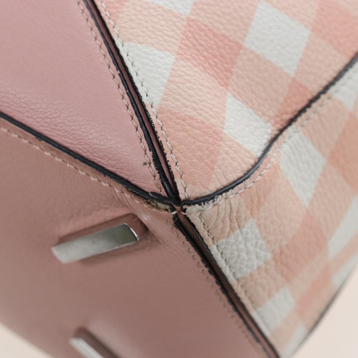 LOEWE Puzzle Bag Medium Bag Leather 2way Pink Silver Auth 197442A