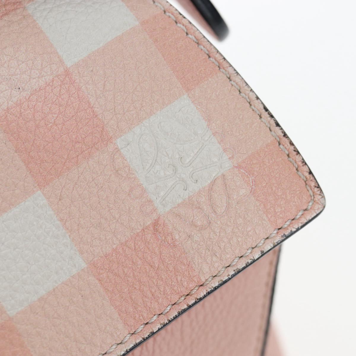 LOEWE Puzzle Bag Medium Bag Leather 2way Pink Silver Auth 197442A