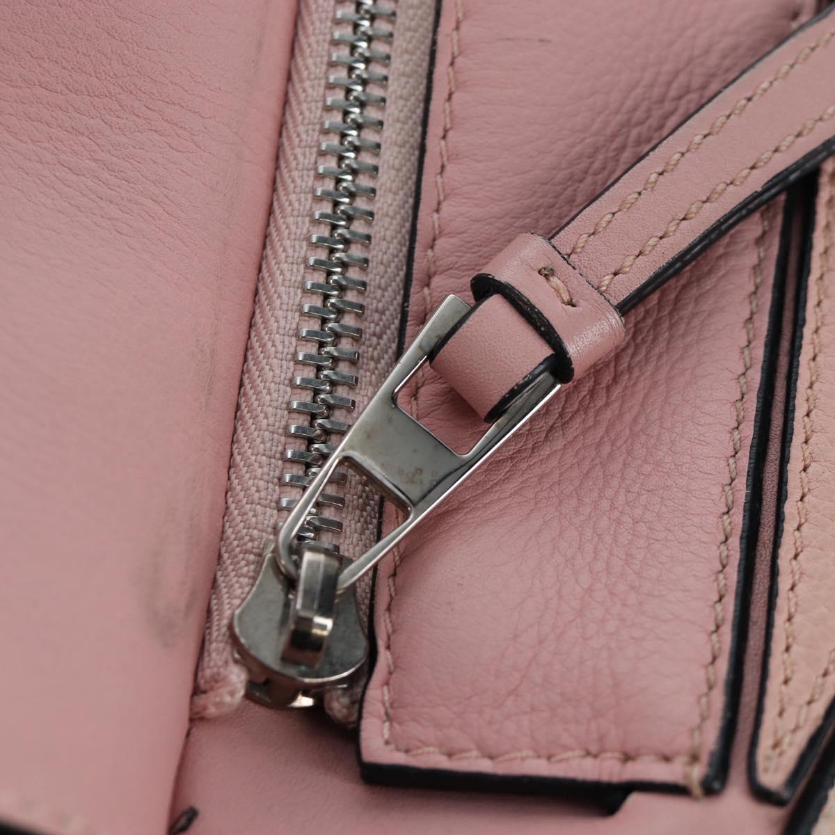 LOEWE Puzzle Bag Medium Bag Leather 2way Pink Silver Auth 197442A