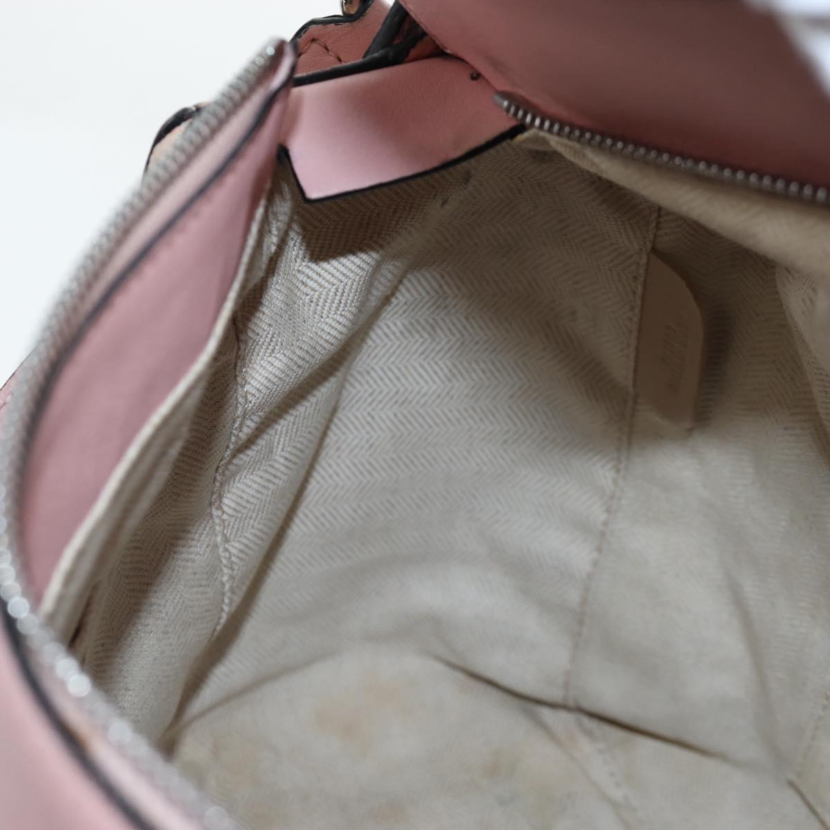 LOEWE Puzzle Bag Medium Bag Leather 2way Pink Silver Auth 197442A