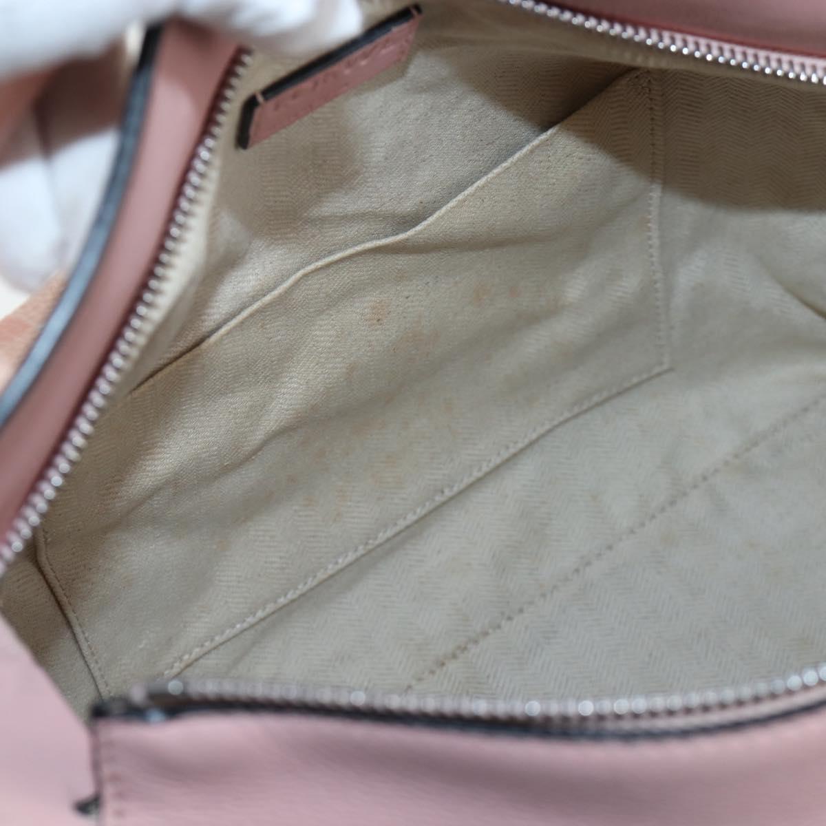 LOEWE Puzzle Bag Medium Bag Leather 2way Pink Silver Auth 197442A