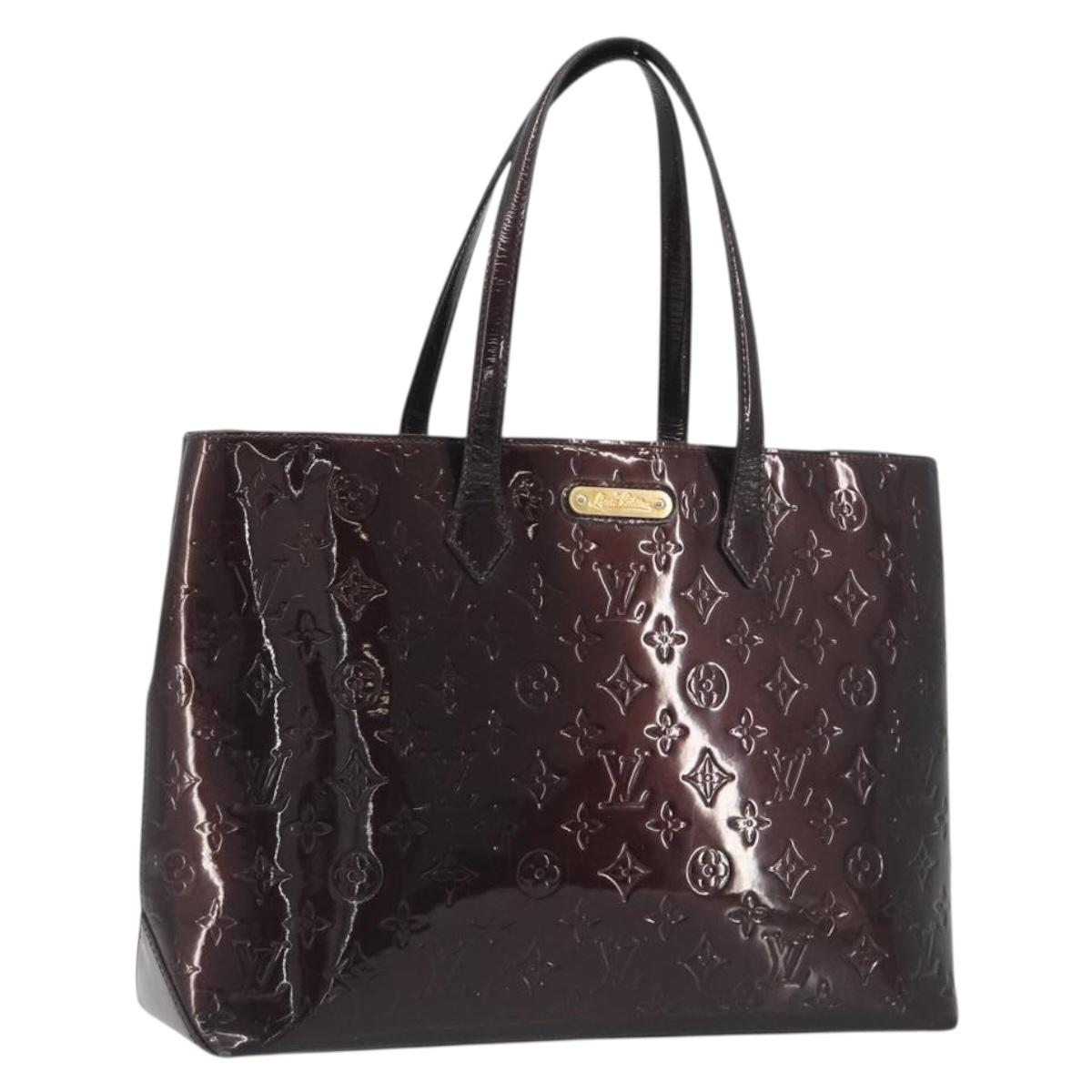 LOUIS VUITTON Monogram Vernis Wilshire MM Hand Bag Amarante M91645 Auth 197444
