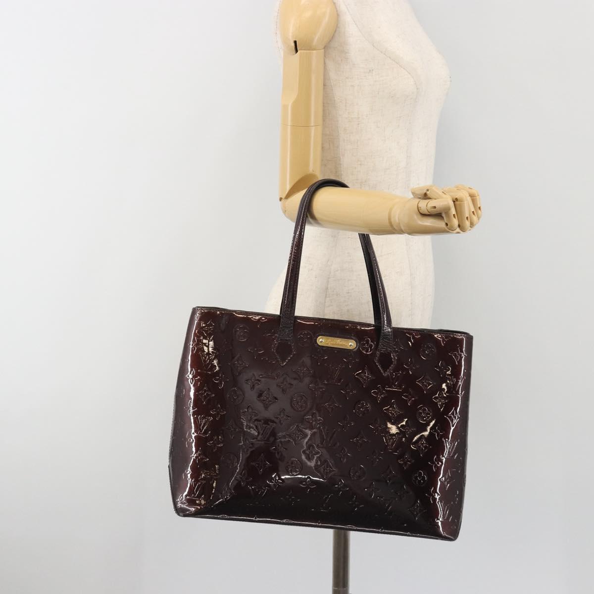LOUIS VUITTON Monogram Vernis Wilshire MM Hand Bag Amarante M91645 Auth 197444