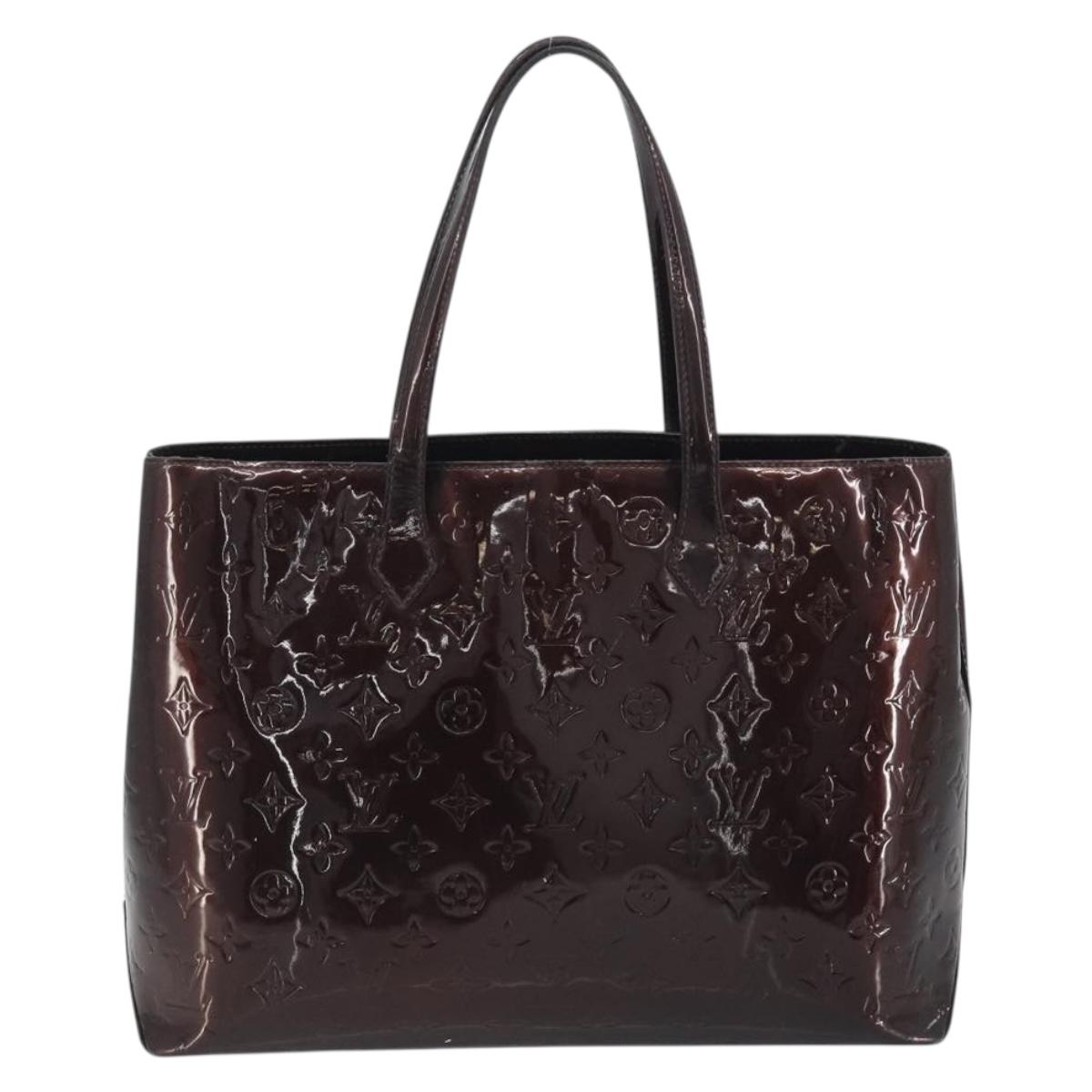 LOUIS VUITTON Monogram Vernis Wilshire MM Hand Bag Amarante M91645 Auth 197444