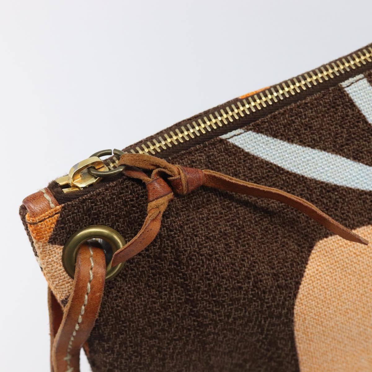 Miu Miu Shoulder Bag Canvas Brown Gold Auth 197448A