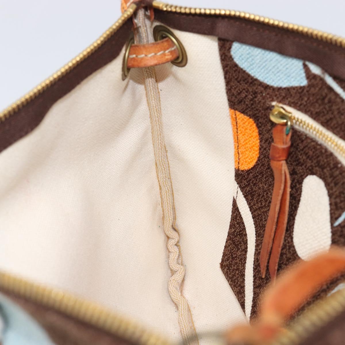 Miu Miu Shoulder Bag Canvas Brown Gold Auth 197448A