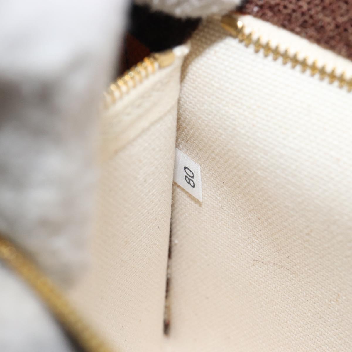 Miu Miu Shoulder Bag Canvas Brown Gold Auth 197448A