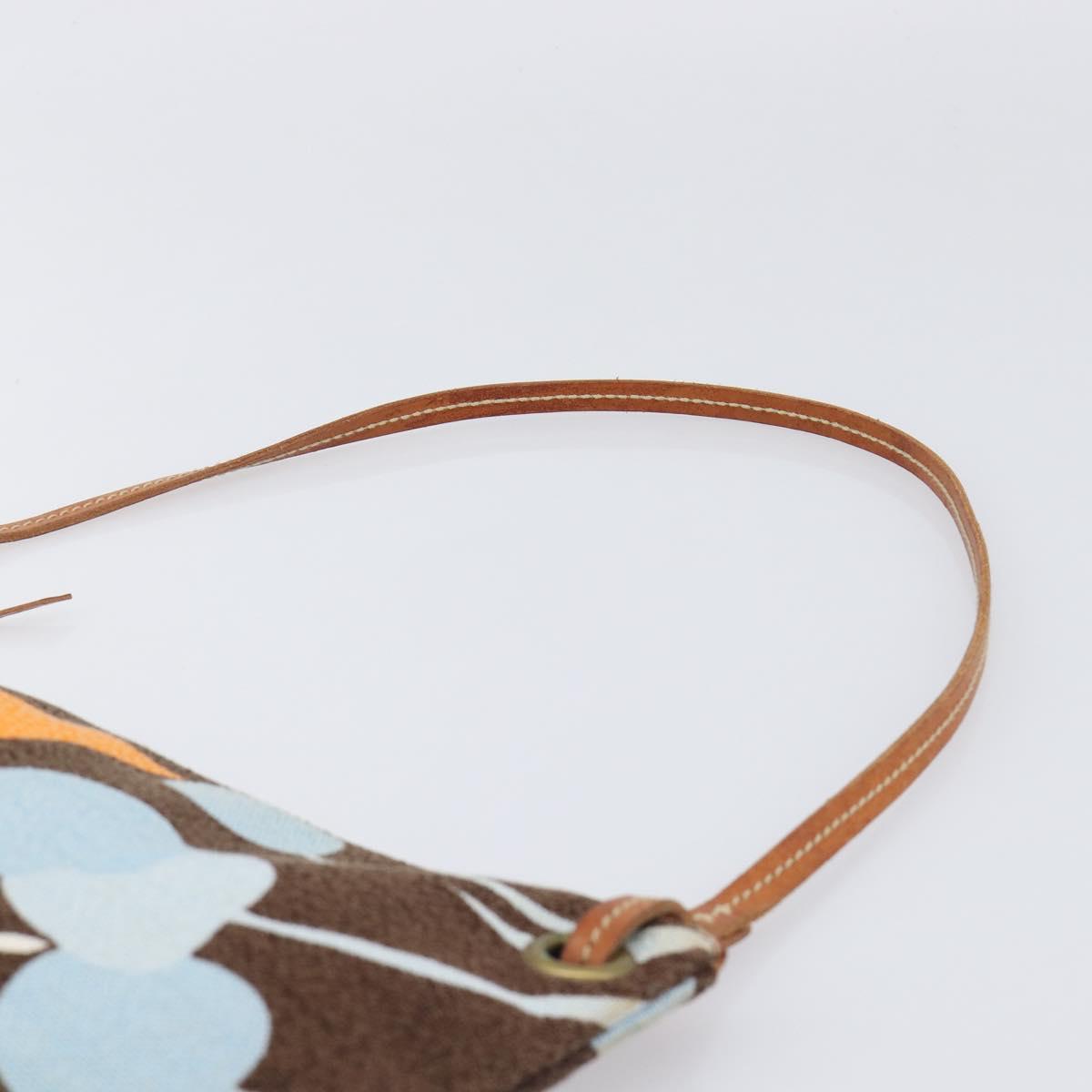 Miu Miu Shoulder Bag Canvas Brown Gold Auth 197448A