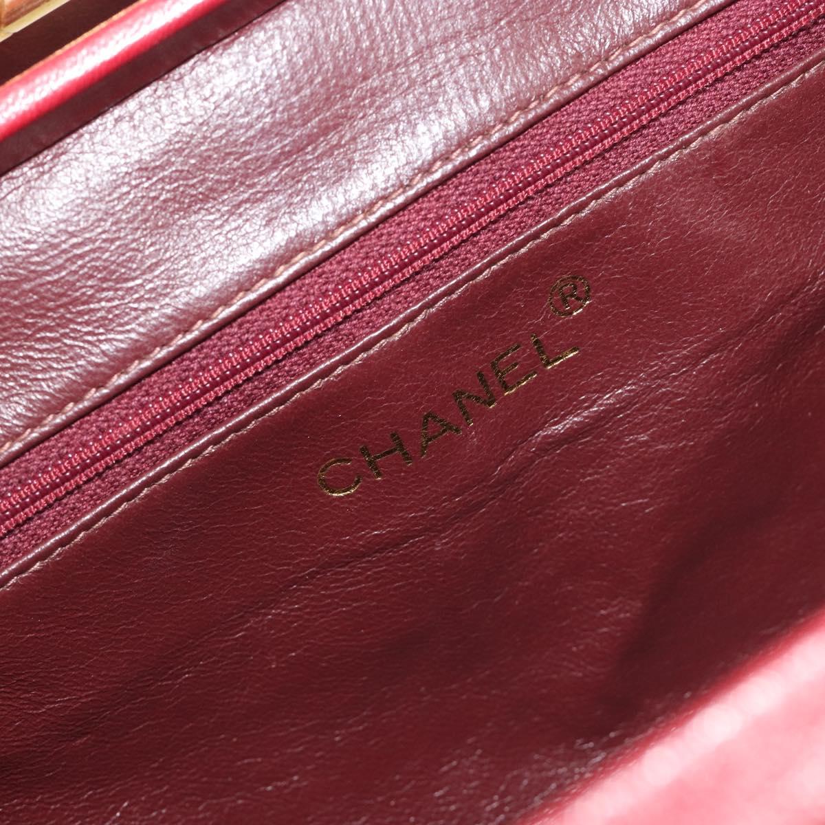 CHANEL Matelasse Hand Bag Suede Red Gold CC Auth 197450A