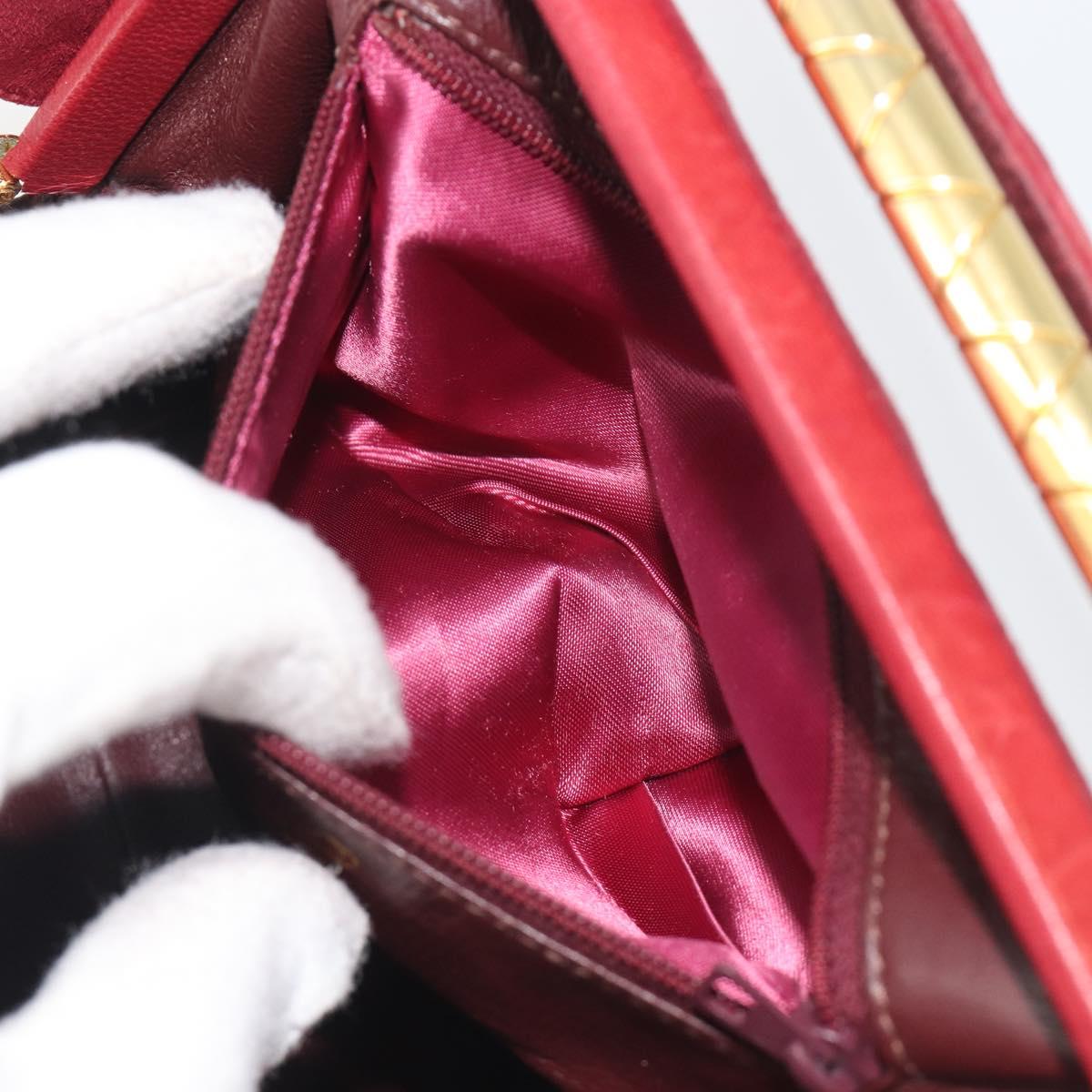 CHANEL Matelasse Hand Bag Suede Red Gold CC Auth 197450A