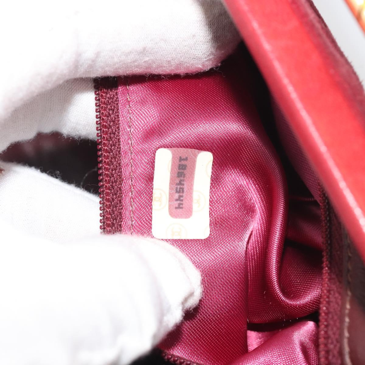 CHANEL Matelasse Hand Bag Suede Red Gold CC Auth 197450A