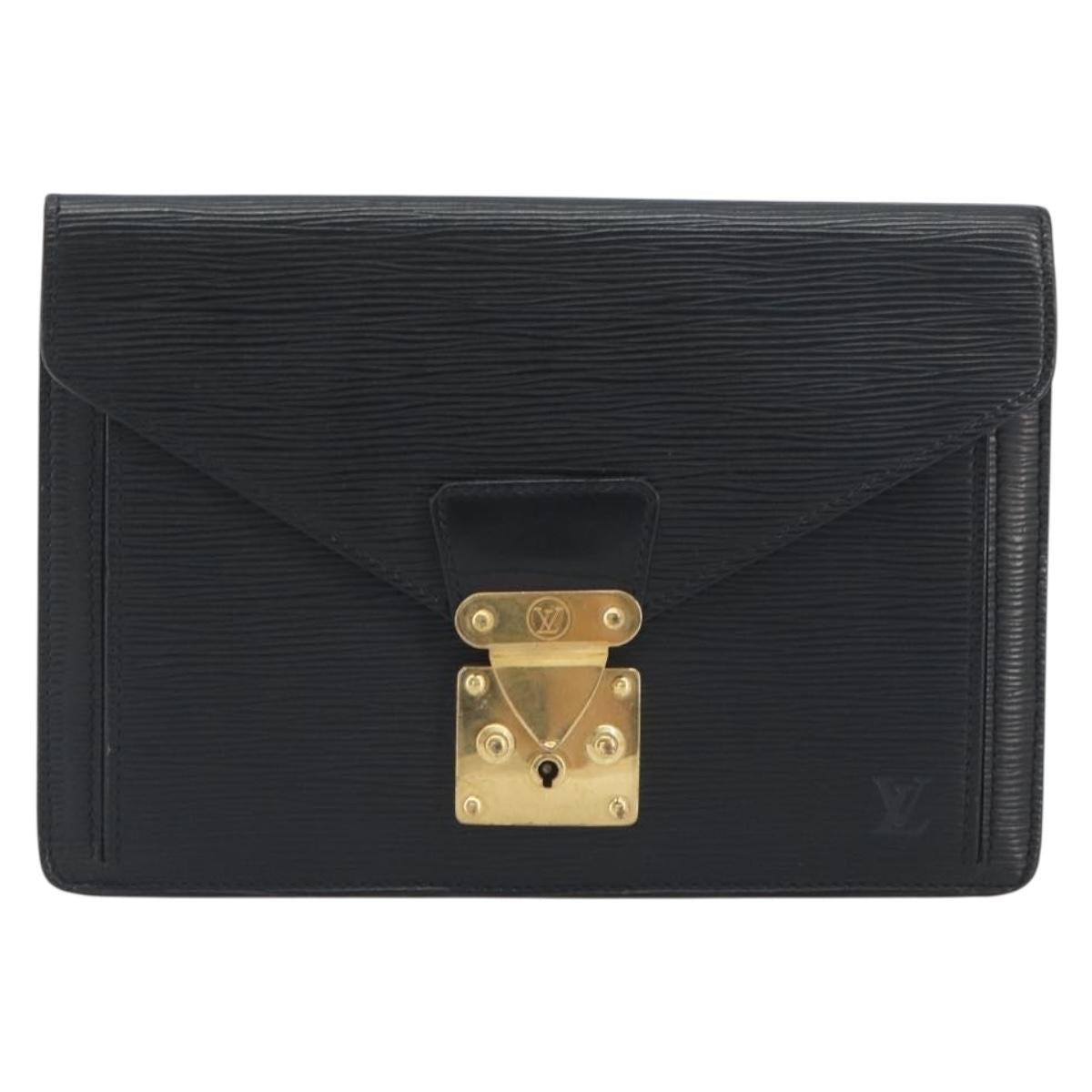 LOUIS VUITTON Epi Serie Dragonne Clutch Bag Black Noir M52612 LV Auth 197453