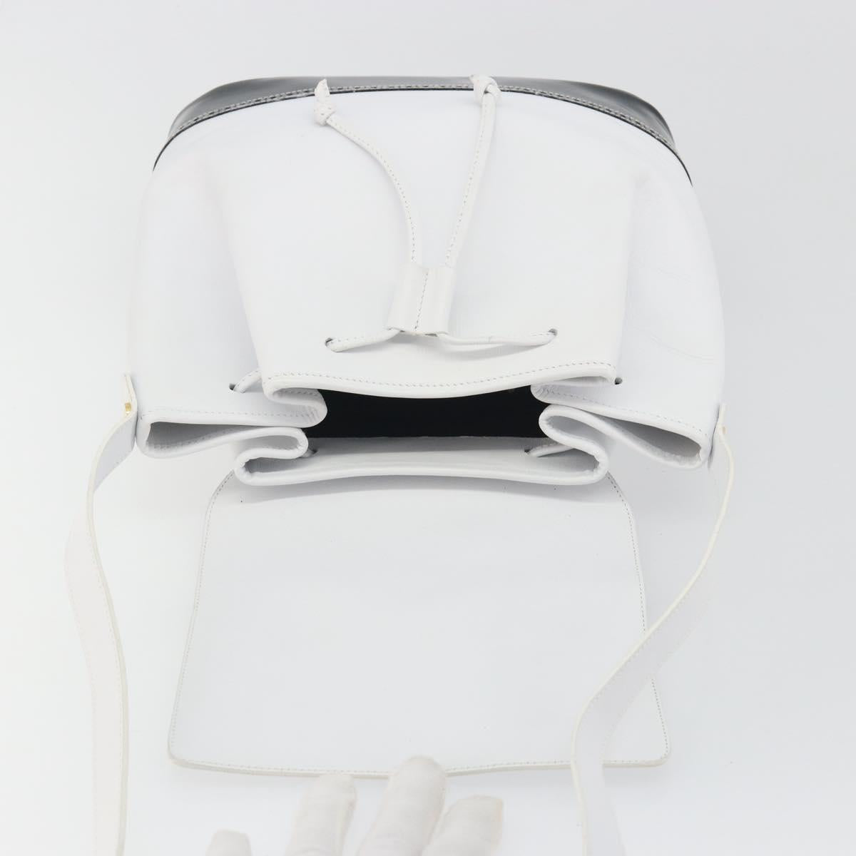 Salvatore Ferragamo Backpack Leather White Gold Auth 197455