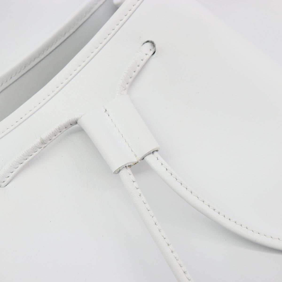 Salvatore Ferragamo Backpack Leather White Gold Auth 197455